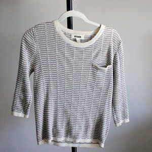 Cream + Grey Ryder 3/4 length Knit Sweater Size S